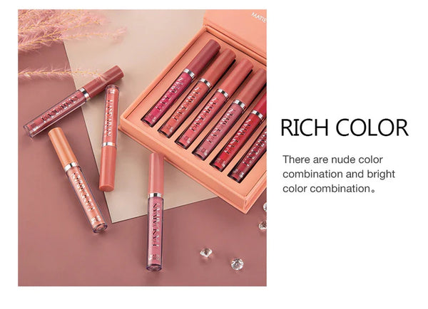 6Pcs Matte Liquid Lipstick Set - Waterproof, Long Lasting & Non-Stick Cup Velvet Lip Gloss