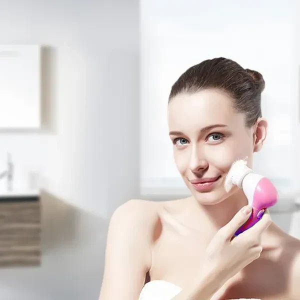 Waterproof Facial Cleansing Brush Face Spin Cleaning Brush Scrubber With 5 Brush Heads For Women
