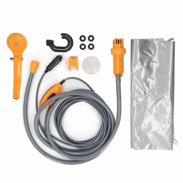 Car Plug Shower Kit 36W Portable Electric Vehicle Mounted Shower Kit For Outdoor Camping Car Washing Irrigation Orange