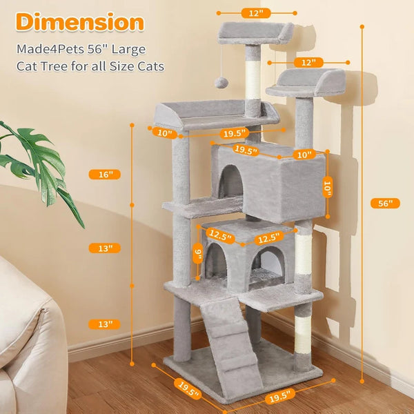 56-inch Pet Cat Tree For Indoor Cats
