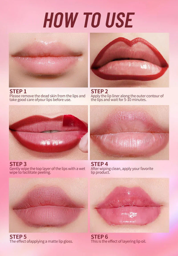 Long Lasting Peel Off Lip Liner, Matte Liquid Lip Stain Pencil, Waterproof And Smudge Proof Lip Plumper
