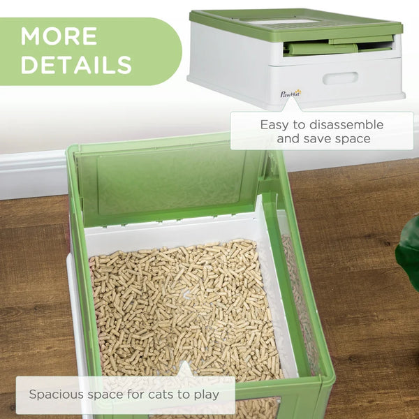 Fully Enclosed Cat Litter Box with Front Entry
