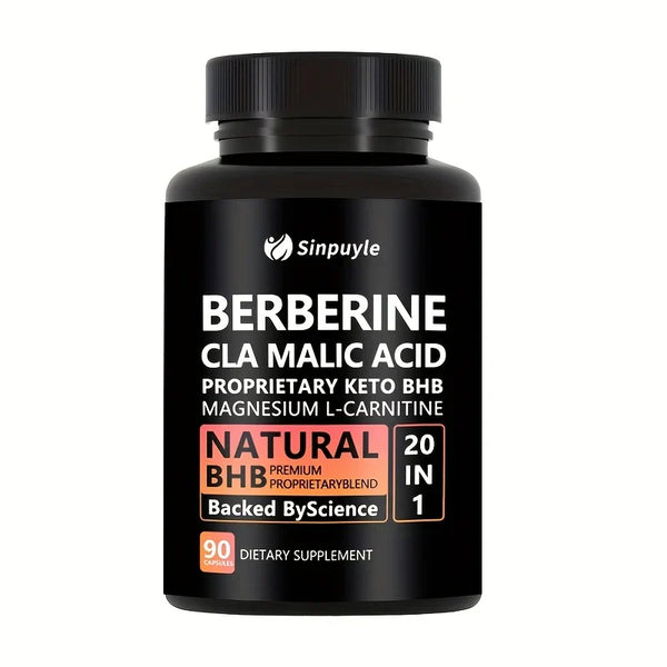 Berberine 20 In 1 Keto BHB Supplement - CLA, Malic Acid & L-Carnitine For Metabolism & Energy Support, 90 Capsules