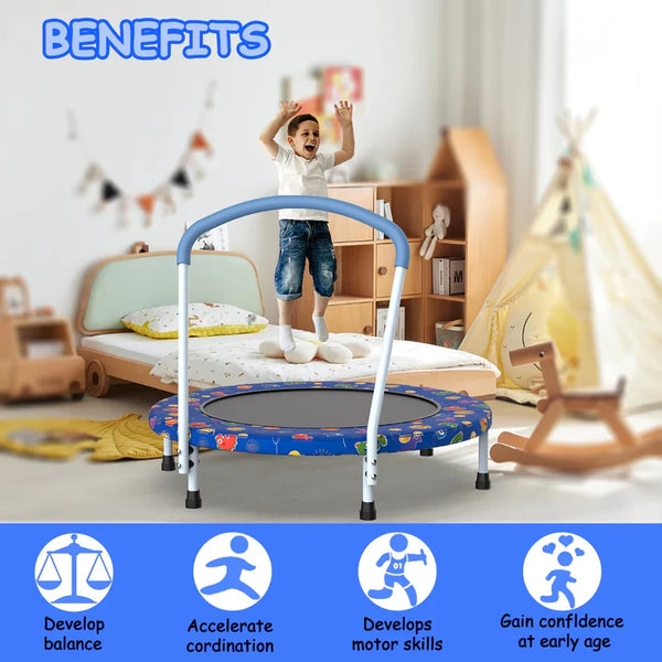36inch Mini Trampoline For Kids Ages 1-6 Indoor Outdoor Trampoline With Handle For Kids
