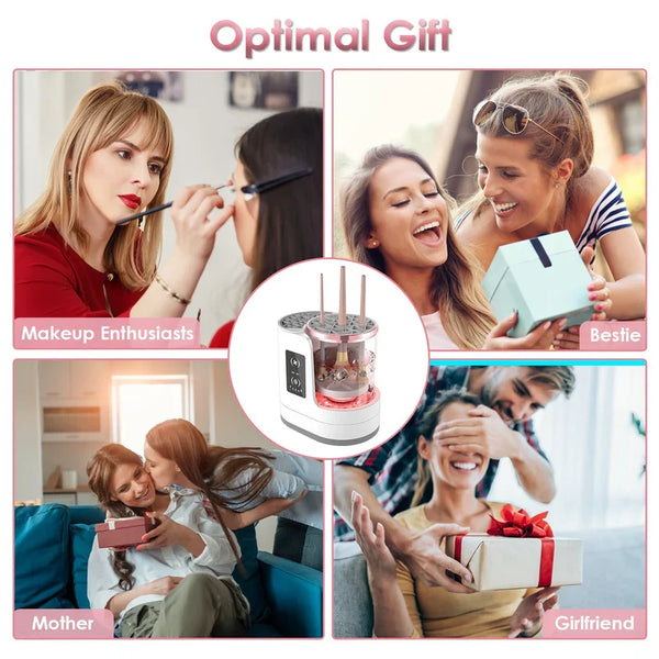 4 In 1 Electric Makeup Brush Cleaner USB Powered Automatic Brush Blender Machine With Timer Digital Display