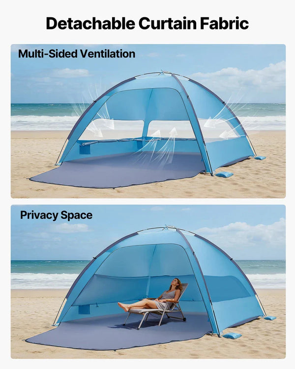 Beach Tent Sun Shelter For 6 Person, UPF 50+ Protection