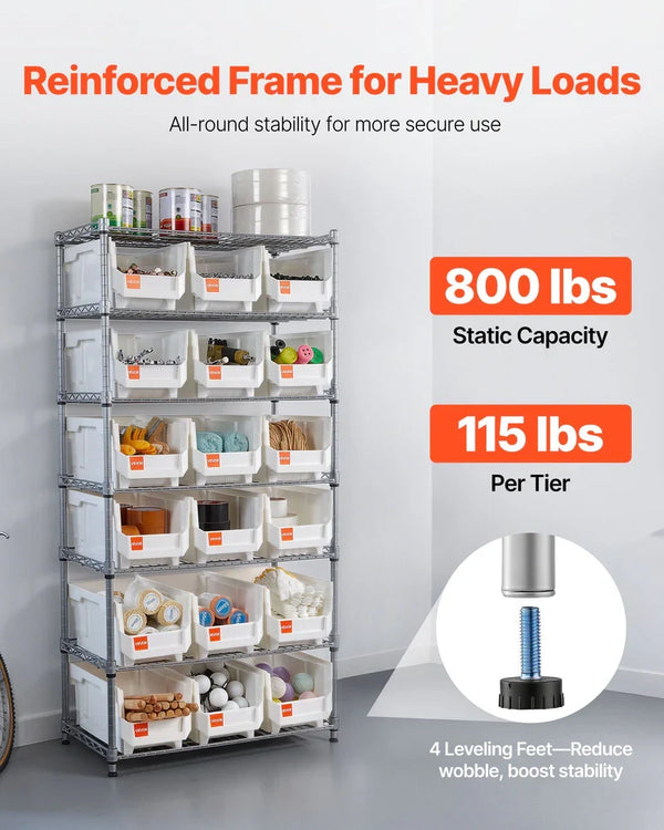 7-Tier Rolling Bin Storage Rack, 18 Organizer Bins, Bin Rack Storage Steel Wire Shelving System With Wheels, Mobile Tool Organizer For Garage, Warehouse, Office, Restaurant, Classroom, Kitchen