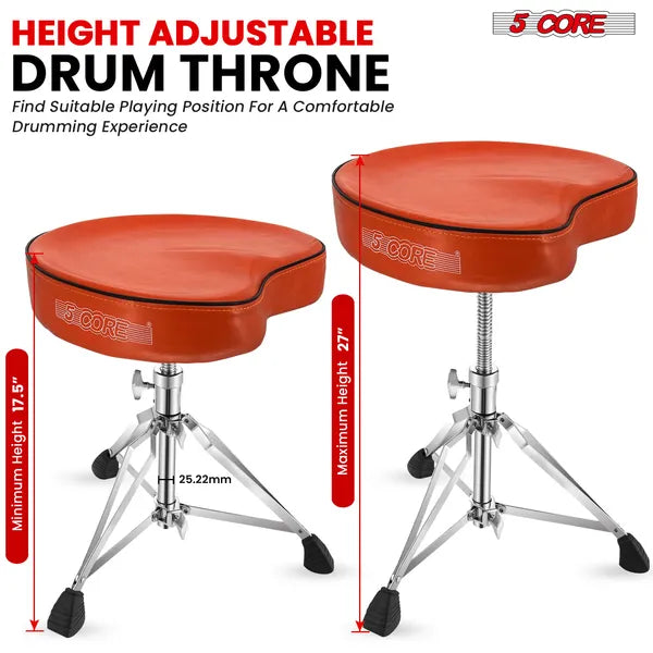 5Core Drum Throne Padded Guitar Stool Saddle Drummer Seat For Adults & Kids
