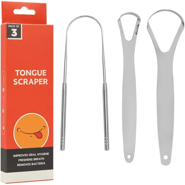 3Pcs Oral Care Pack,Tongue Scraper For Adults By Stainless,Steel Tongue Cleaners Reduce Bad Breath
