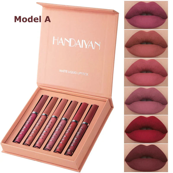 6Pcs Matte Liquid Lipstick Set - Waterproof, Long Lasting & Non-Stick Cup Velvet Lip Gloss