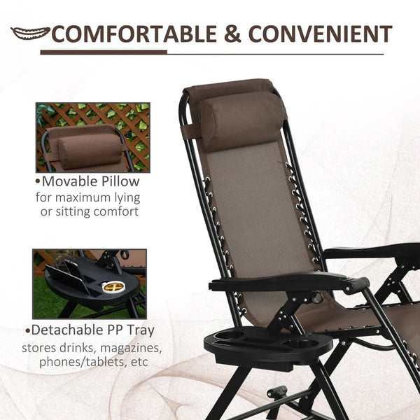 Outdoor Rocking Chairs, Foldable Reclining Zero Gravity Lounge Rocker with Pillow