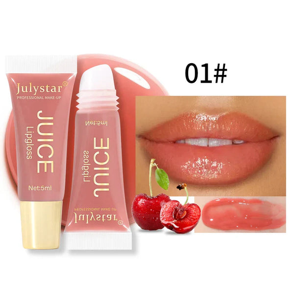 Fruit Flavor Glossy Lip Oil Natural Long Lasting Hydrating Plump Lip Gloss Moisturizing Shiny Watery Lip Tint