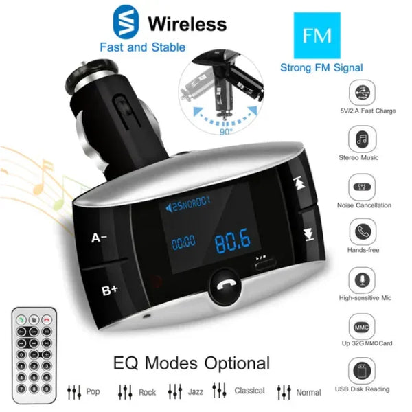 Car Mounted Wireless FM Transmitter is an all-in-one